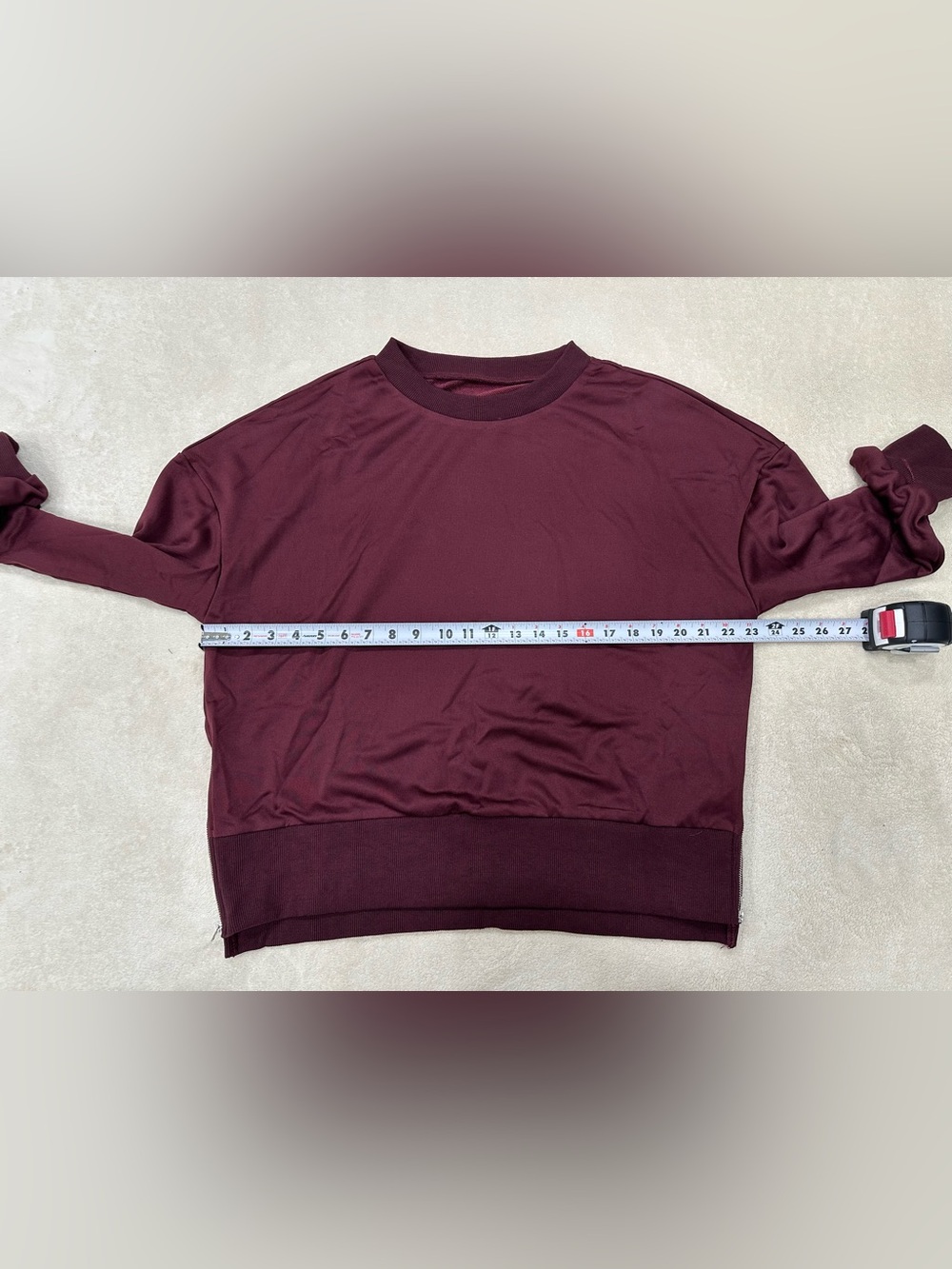 Women's Loungewear Wide-Leg Sweatpant and Long Sleeve Top Burgundy Size S. - Picture 7 of 9